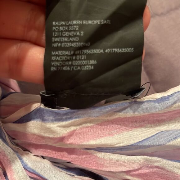 CLUB MONACO Mauve Pink/blue Oversize 100% Cotton Lightweight Wrap Scarf - Picture 5 of 6